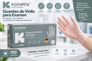 Guantes de examen de vinilo Klinetix caja 100 unidades