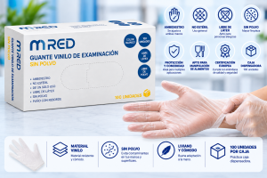 Guantes de vinilo de examinación sin polvo caja 100 unidades